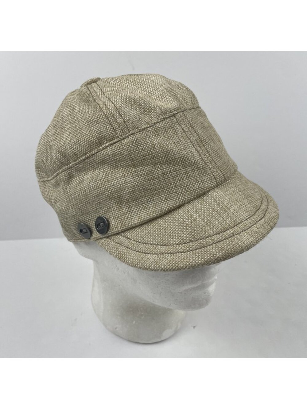 Pistil Cadet Hat Cap Women’s OS Natural Oatmeal Beige Military Newsboy Polyester